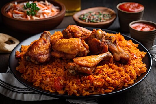 Authentic Ghana Jollof with Fried Chicken